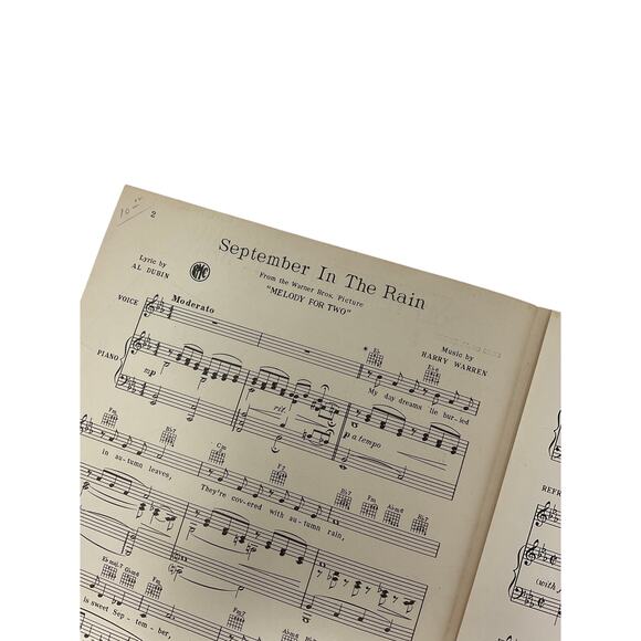 September In The Rain Sheet Music1937 Melody for Two Al Dubin Harry Warren - Picture 3 of 5